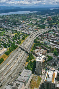 Aerial view of buildings in city