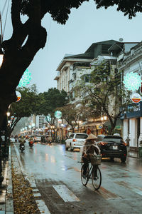 View of city street during rainy season