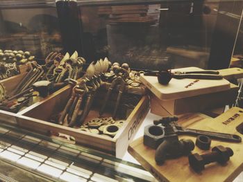 Close-up of chess board in store