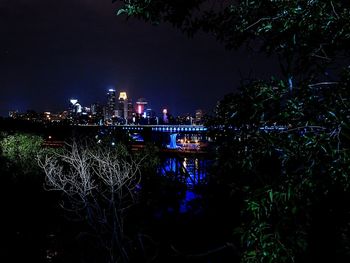 View of city at night