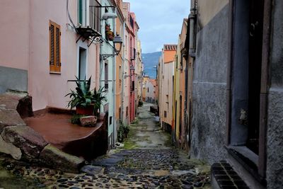 Narrow alley amidst buildings in city