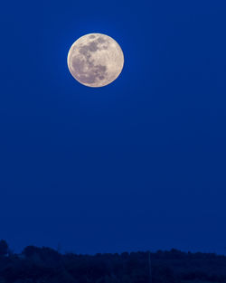 Low angle view of moon against clear sky at night