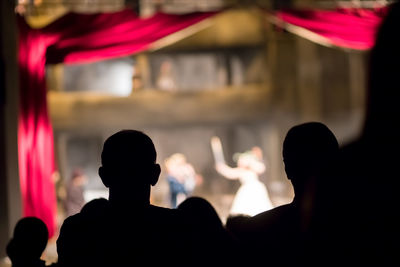 Rear view of silhouette people at music concert