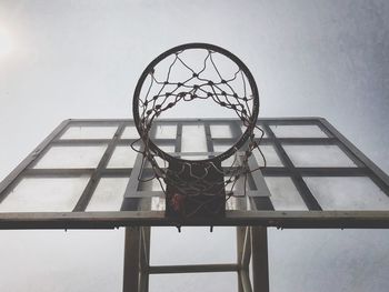 Low angle view of basketball hoop against sky