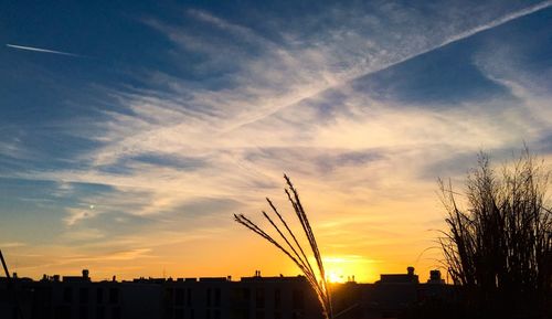 Silhouette buildings against sky during sunset