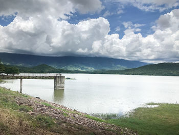 Scenic view of lake against sky