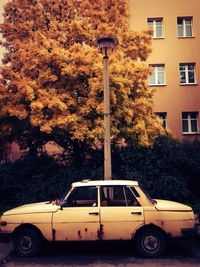 Cars parked in front of building