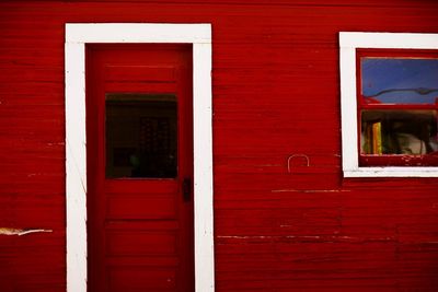 Closed door of house