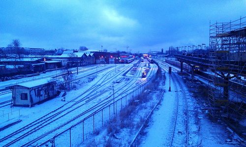 Snow covered railroad track