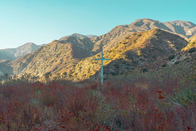 Scenic view of mountains against clear sky