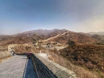 Scenic view of mountains against clear sky