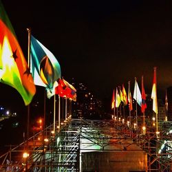 Illuminated street lights at night