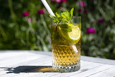 Cold drink served in the garden