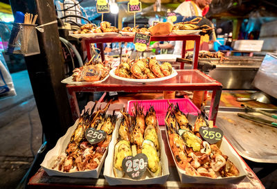Food for sale at market stall