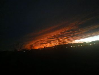 Scenic view of silhouette landscape against sky during sunset