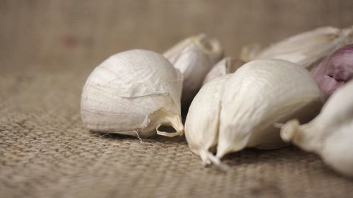 Close-up of garlic on table