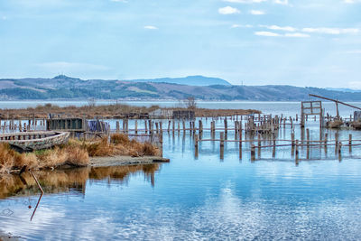 Scenic view of lake against sky