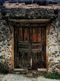 Closed door of old building