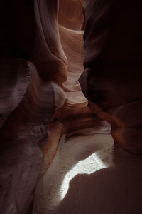 Alley amidst rock formations at antelope canyon 