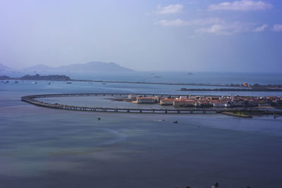 High angle view of sea against sky