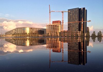 Reflection of buildings in water