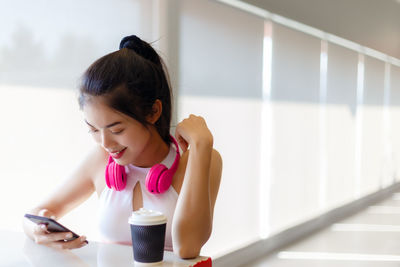 Woman using mobile phone