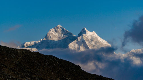 View of mountain peak during everest base camp trek