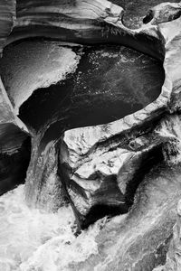 Close-up of snow on rock