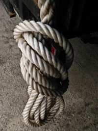 Close-up of rope on table