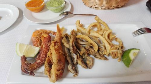 Close-up of food served in plate