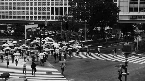 People walking on city street