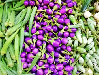 High angle view of vegetables for sale in market