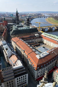 High angle view of buildings in city