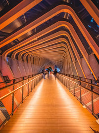 People walking on footbridge