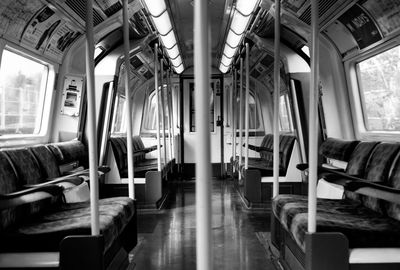 Interior of empty metro train