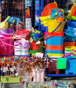 Multi colored flags for sale in market