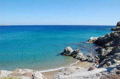 Scenic view of sea against clear sky