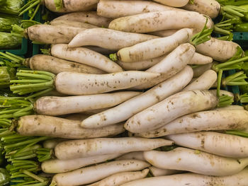 High angle view of vegetables for sale in market