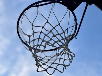 Low angle view of basketball hoop against sky