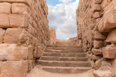 Low angle view of rock formations