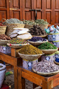 Food for sale at market stall