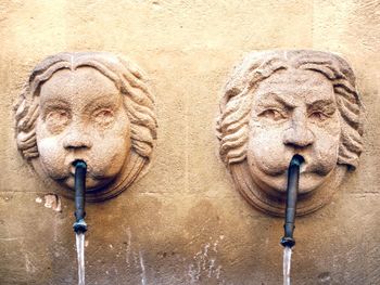 Close-up of carving on wall