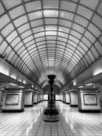 Interior of illuminated subway station