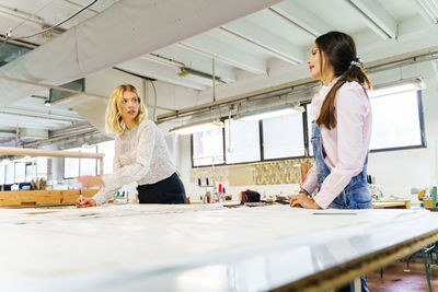 Woman working on table