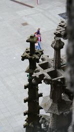 Close-up of cross sculpture in snow