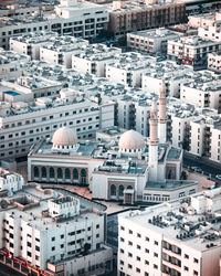 High angle view of buildings in city