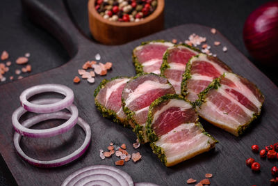 High angle view of food on table