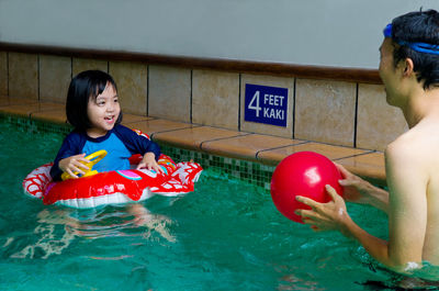Full length of a girl in swimming pool