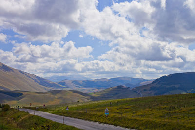 Scenic view of mountains against sky