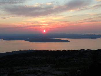 Scenic view of sunset over sea